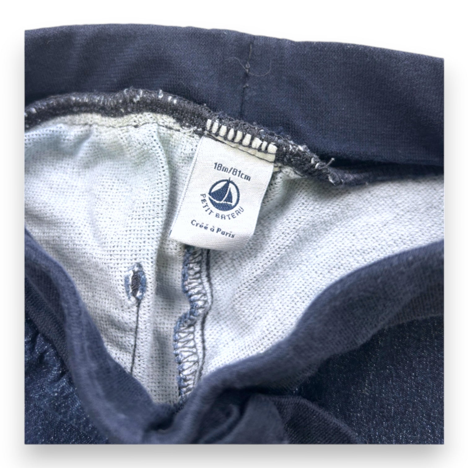 PETIT BATEAU - Blue denim effect jogging pants - 18 months