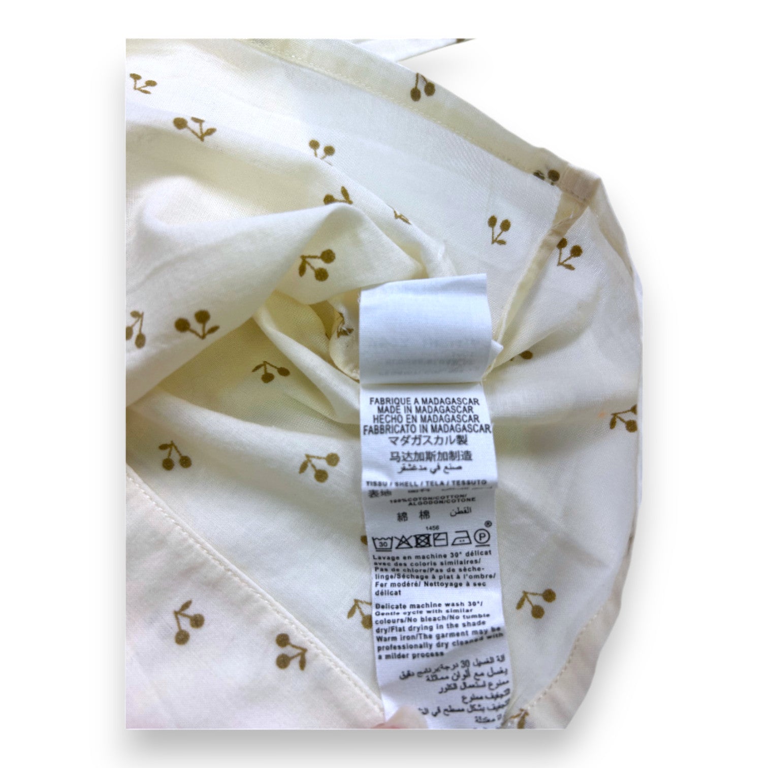 BONPOINT - Beige blouse with cherry print - 12 months