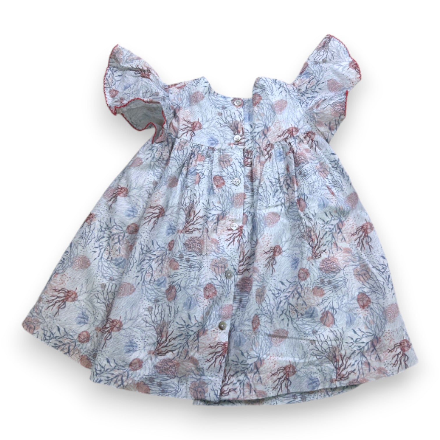 TARTINE & CHOCOLAT - White and blue dress with prints - 18 months
