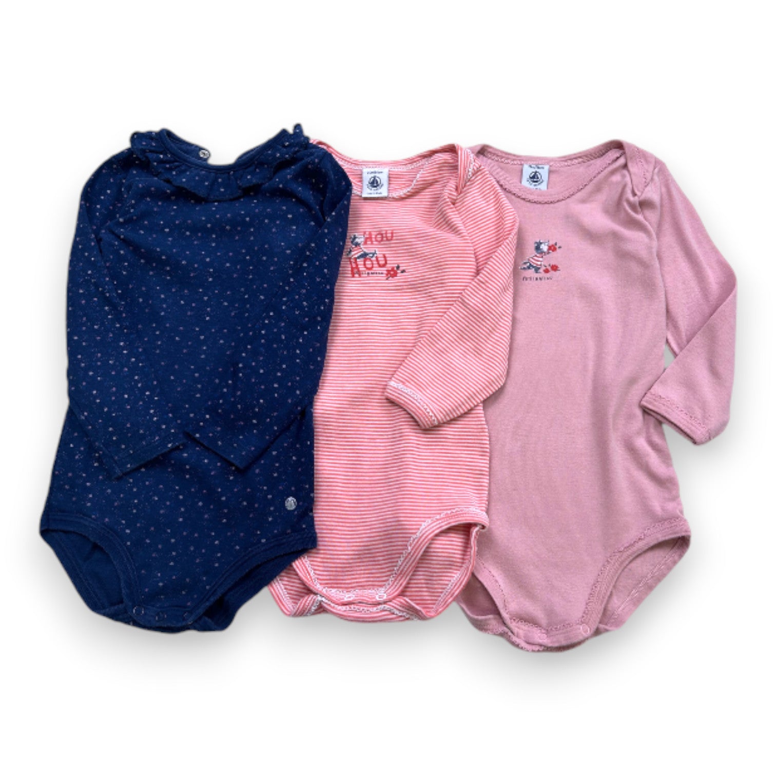PETIT BATEAU - 3er-Pack Langarm-Bodys - 2 Jahre