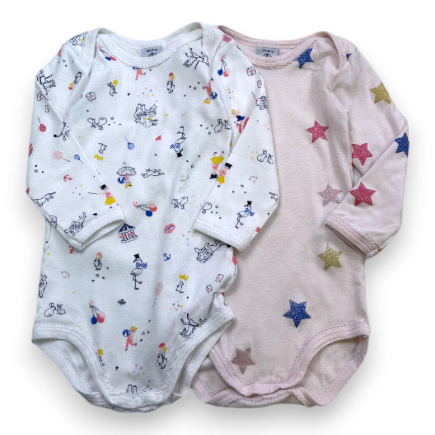 PETIT BATEAU - Pack of 2 long-sleeved bodysuits with patterns - 18 months