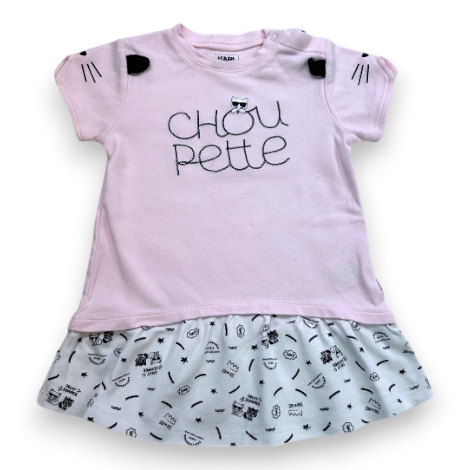 KARL LAGERFELD - Rosa-weißes Kleid mit Prints - 18 Monate