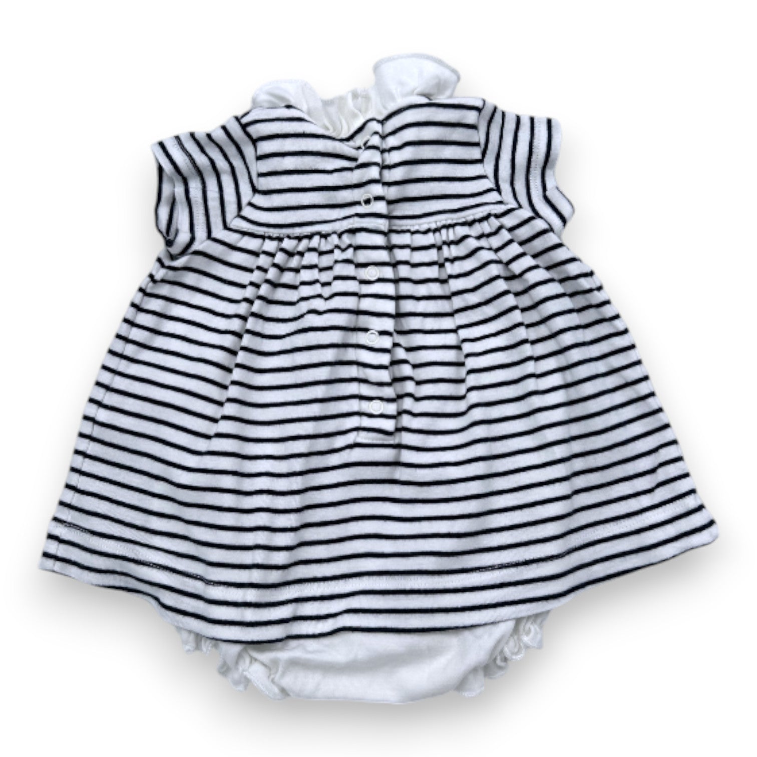 PETIT BATEAU - White and black striped dress - 1 month