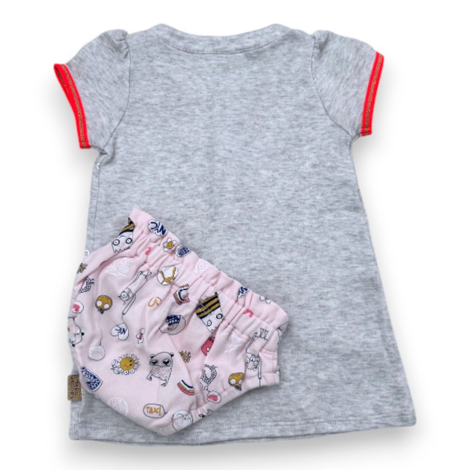 LITTLE MARC JACOBS - Graues Kleid und rosa Pumphose-Set mit Prints - 3 Monate