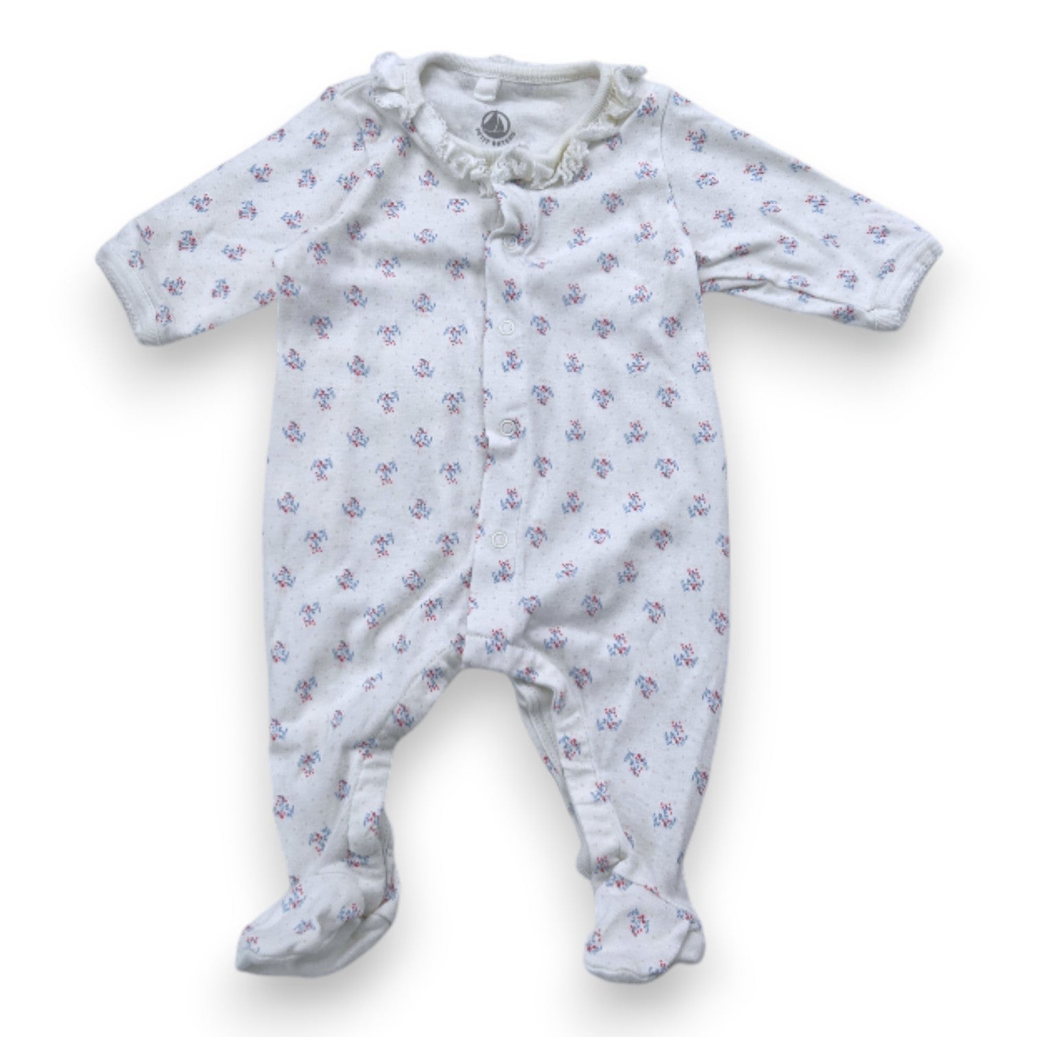 PETIT BATEAU Pyjama blanc a fleurs 1 mois