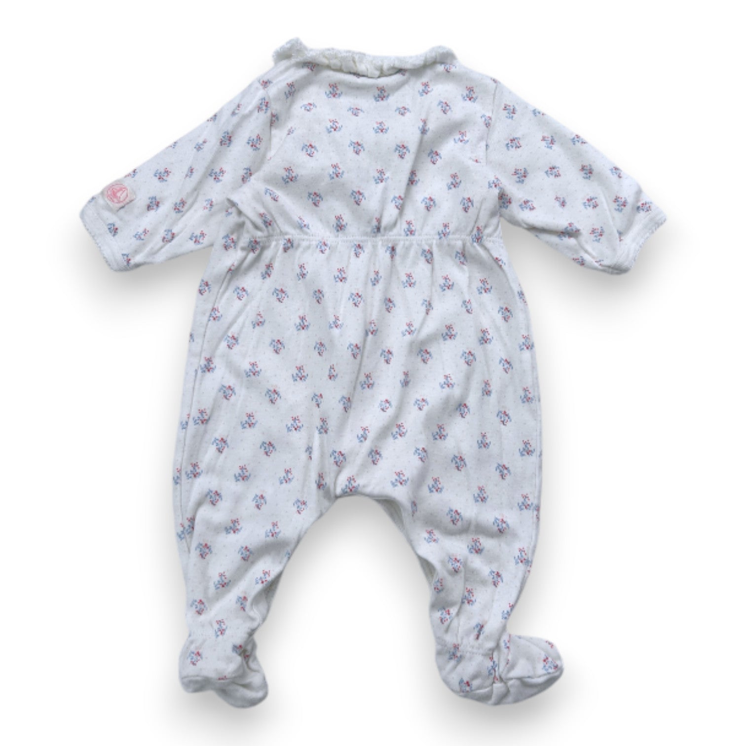 PETIT BATEAU - White floral pajamas - 1 month