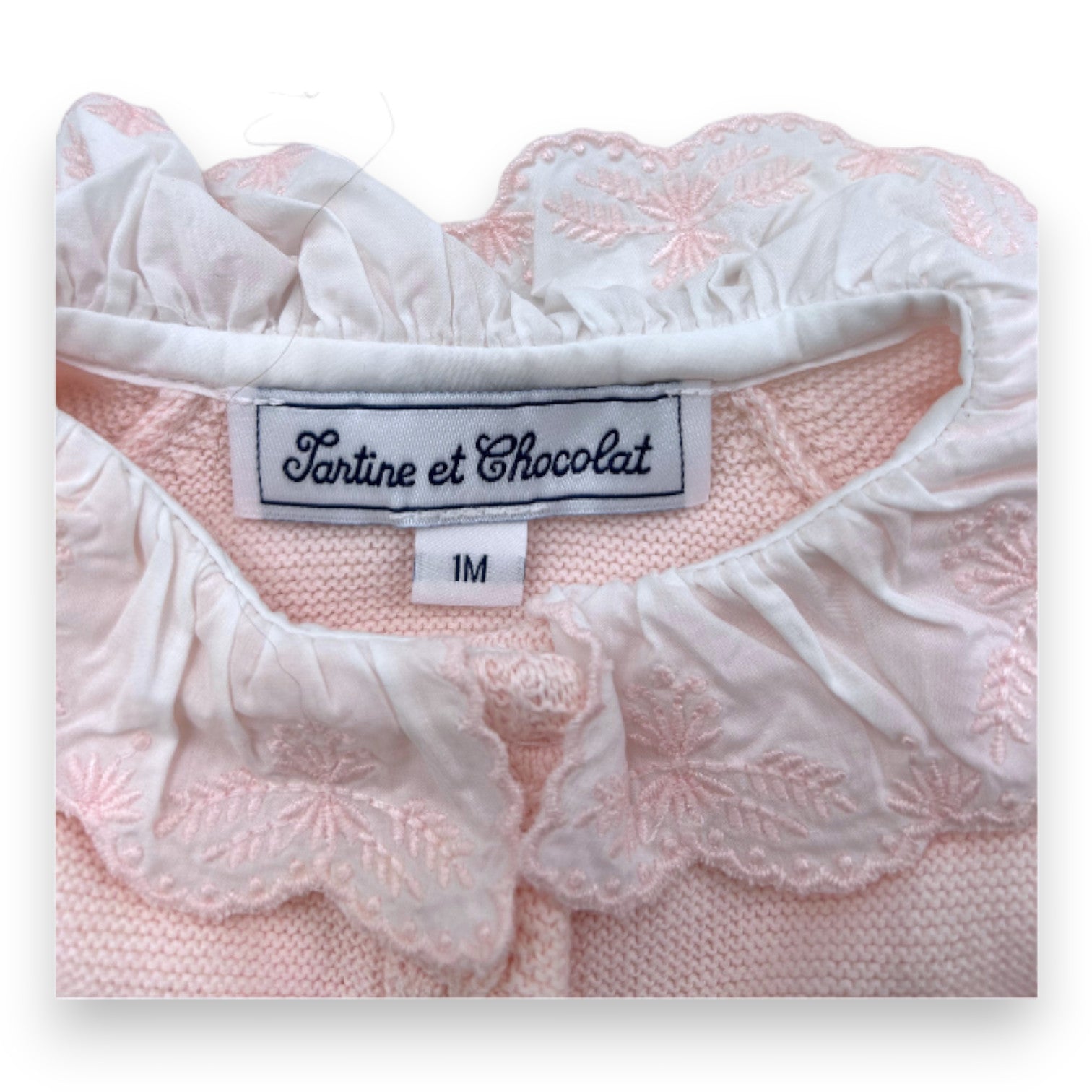 TARTINE & CHOCOLAT - Pink jumpsuit with embroidered collar - 1 month