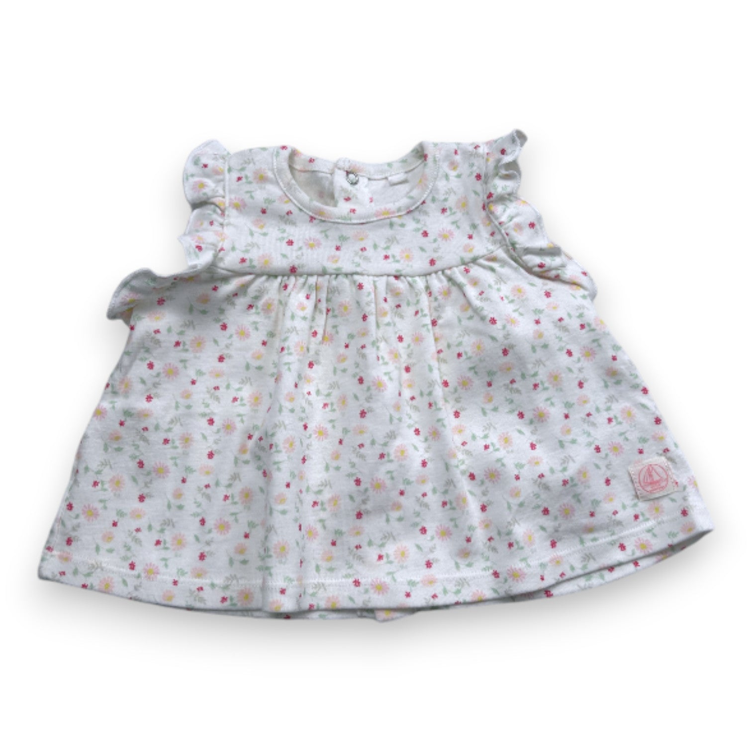 PETIT BAEAU - White floral dress - 3 months