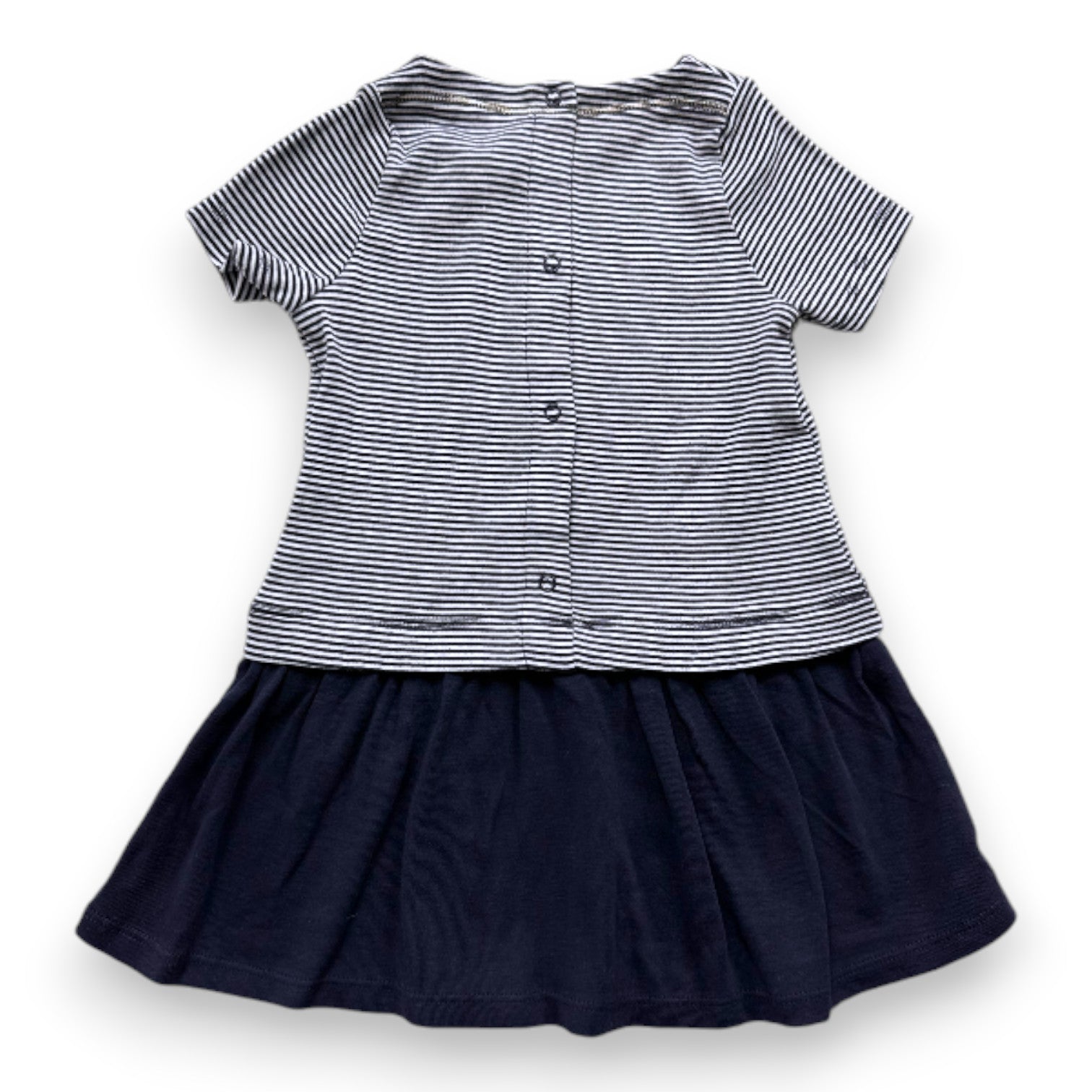 PETIT BATEAU - New navy blue striped dress - 12 months
