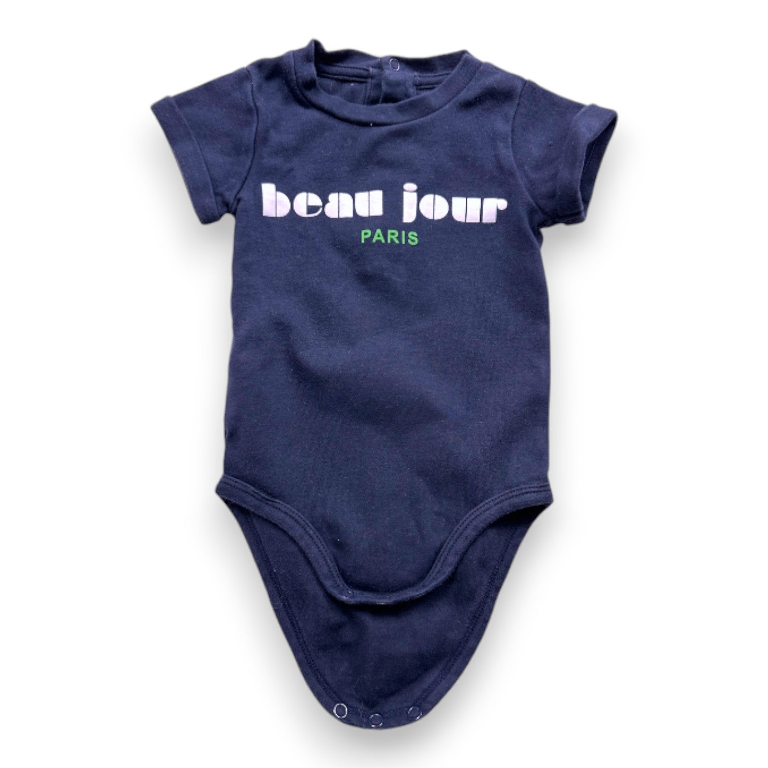 JACADI - Marineblauer Body mit Aufdruck - 12 Monate