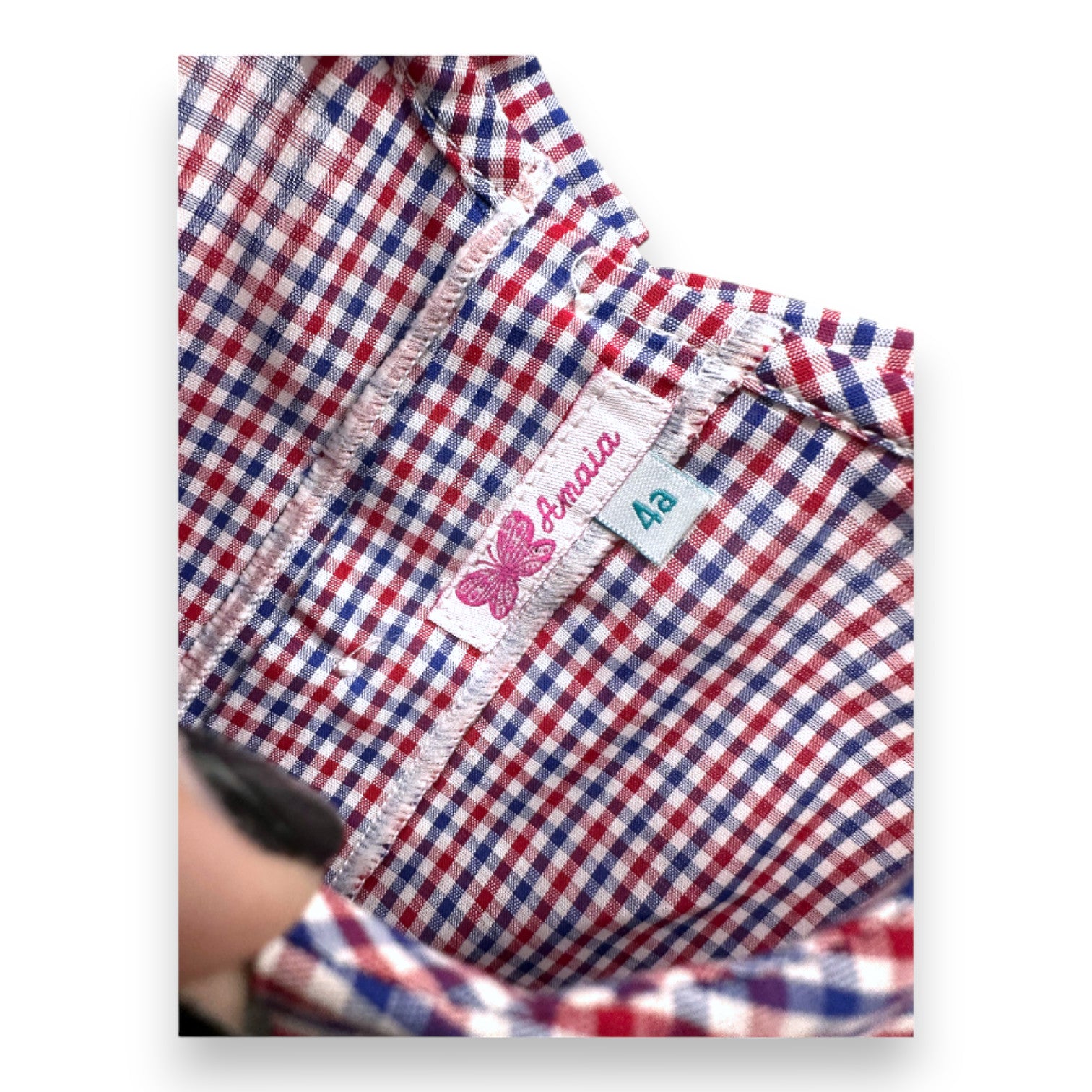 AMAIA - Blau-rotes kurzärmliges Hemd mit Vichy-Karomuster - 4 Jahre