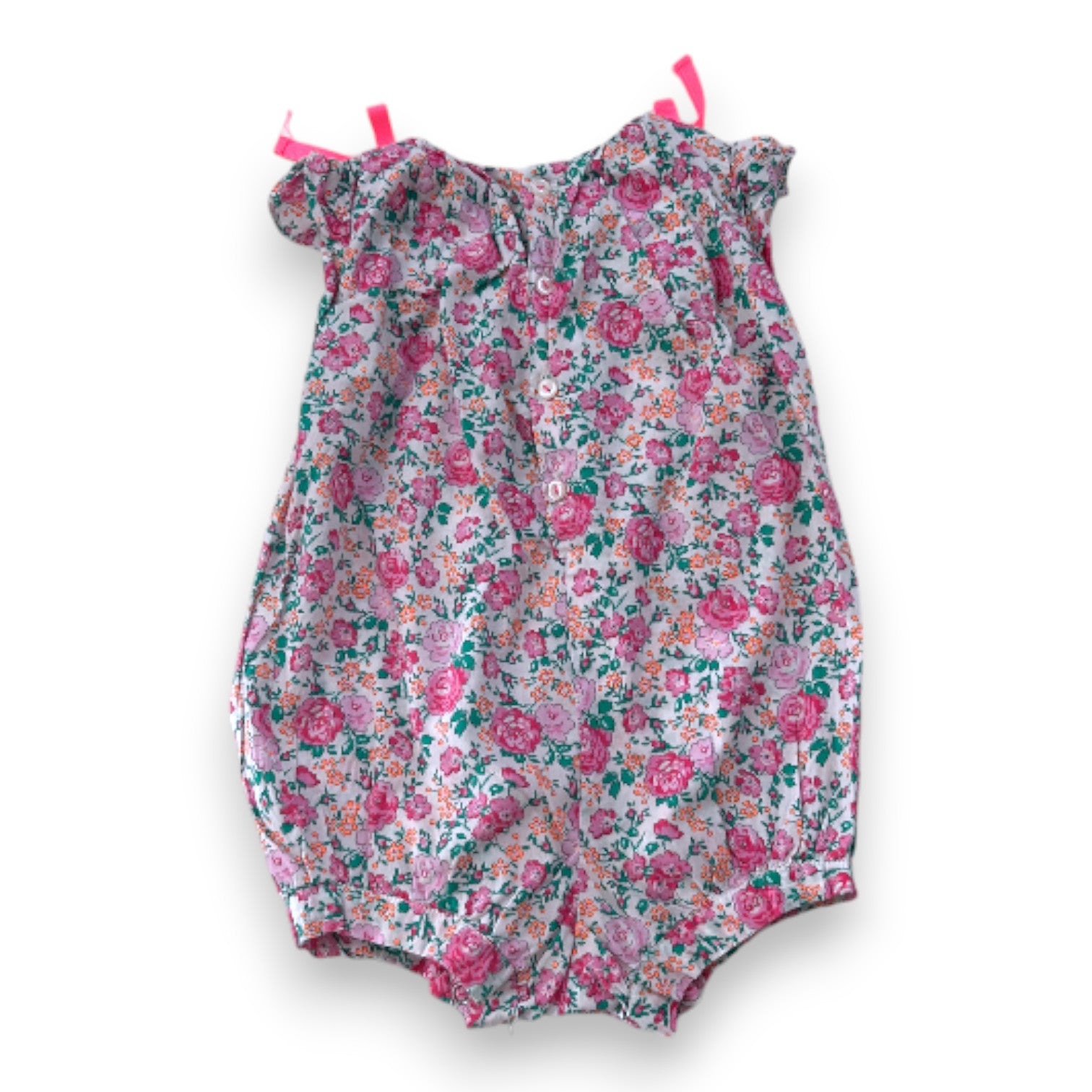 JACADI - Weißer Jumpsuit mit Blumenmuster - 6 Monate