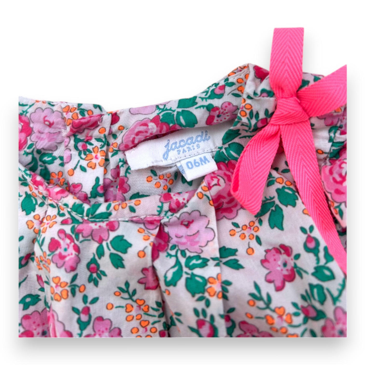 JACADI - Weißer Jumpsuit mit Blumenmuster - 6 Monate