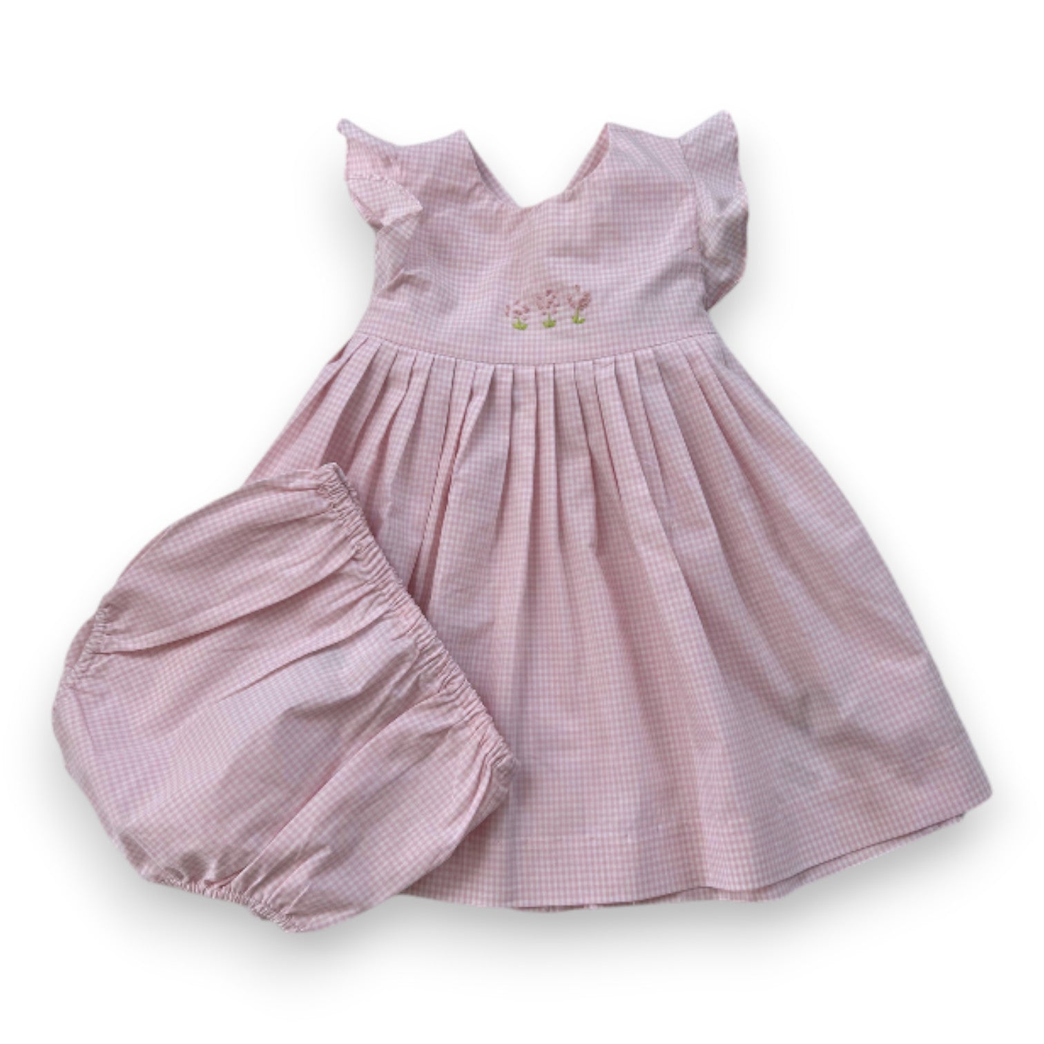 JACADI - Neues Set aus rosa Kleid und Pumphose im Gingham-Look - 6 Monate