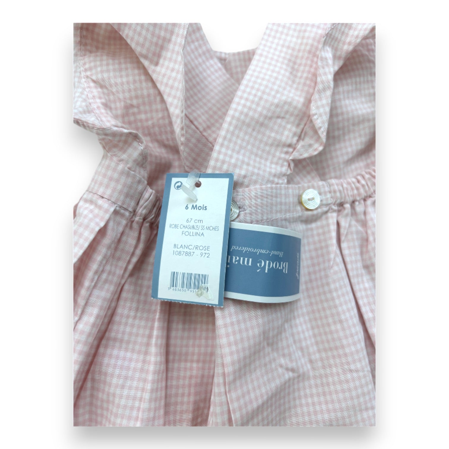 JACADI - Neues Set aus rosa Kleid und Pumphose im Gingham-Look - 6 Monate