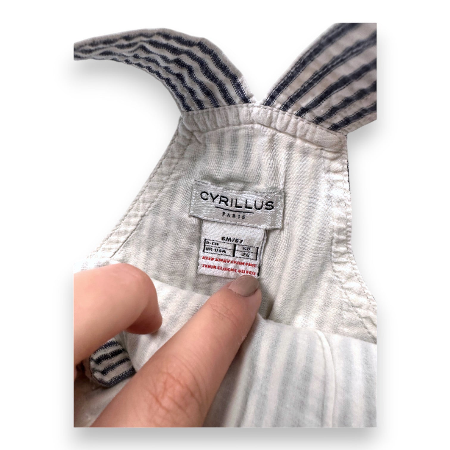 CYRILLUS - Blue and white striped dungarees - 6 months