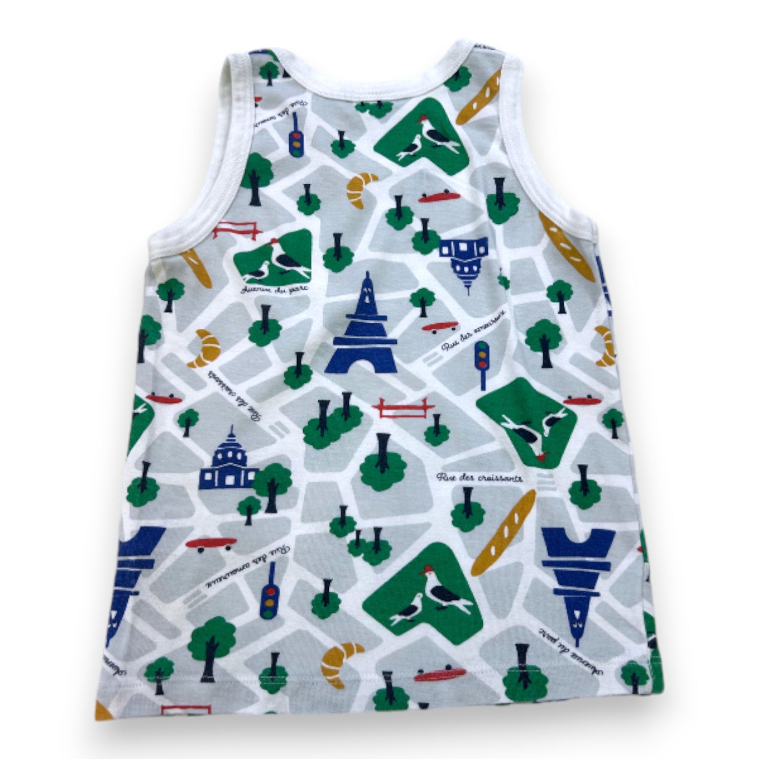 PETIT BATEAU - White tank top with prints - 6 years