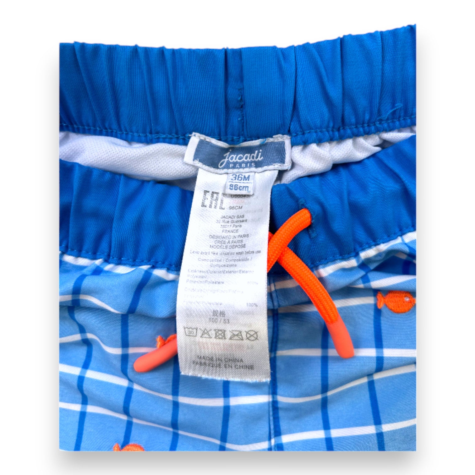 JACADI - Blau gemusterte Badeshorts - 3 Jahre