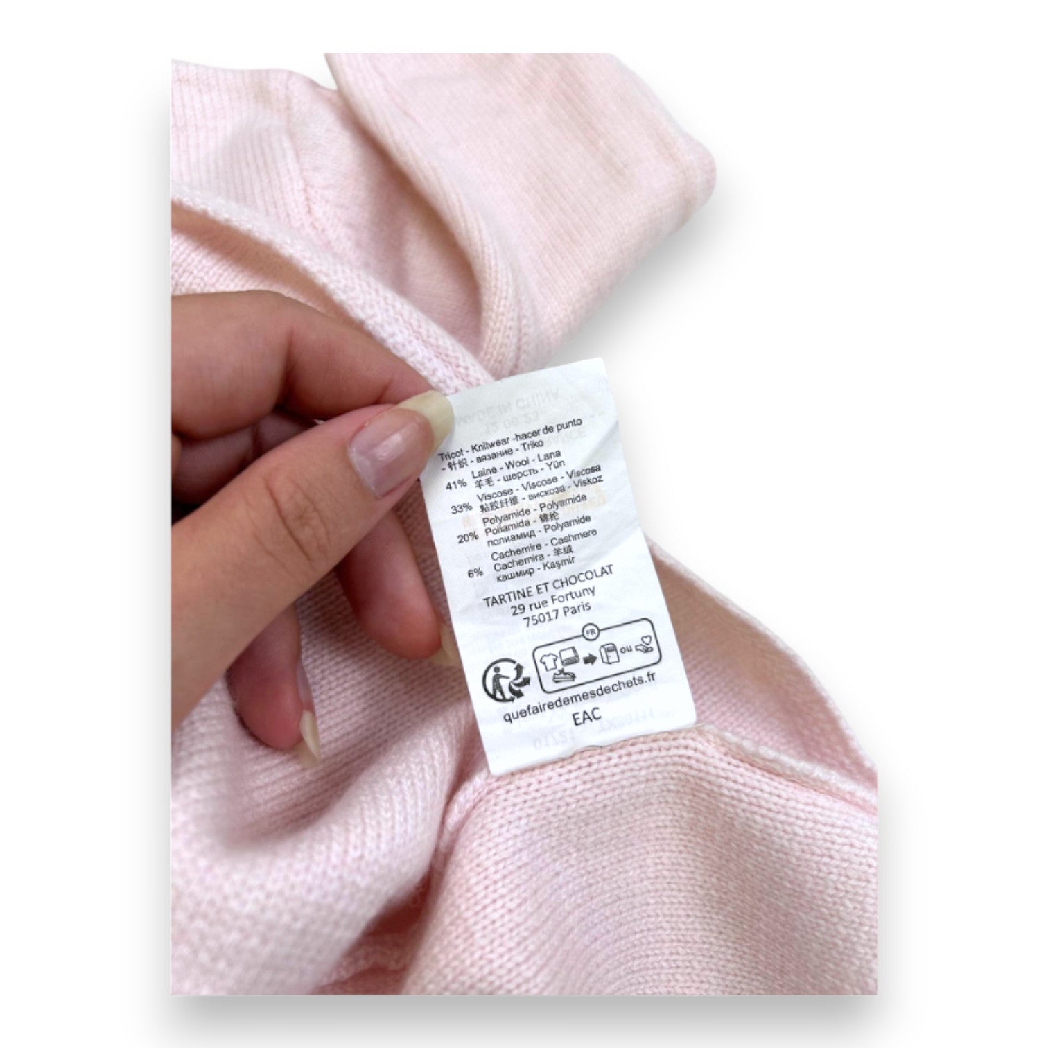 TARTINE & CHOCOLAT - Robe rose en laine avec fleurs brodées - 6 mois