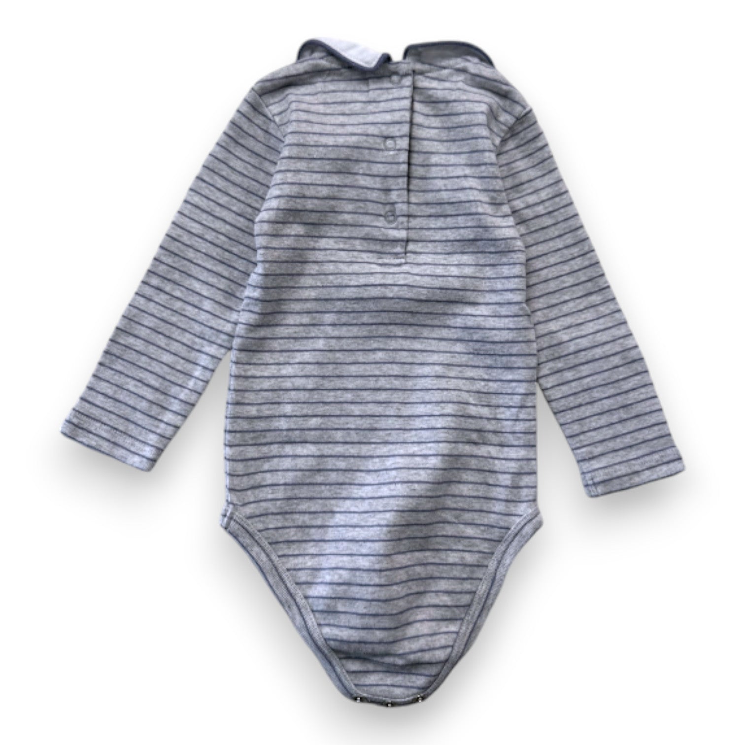 CYRILLUS - Grau-blau gestreifter Body mit langen Ärmeln - 6 Monate