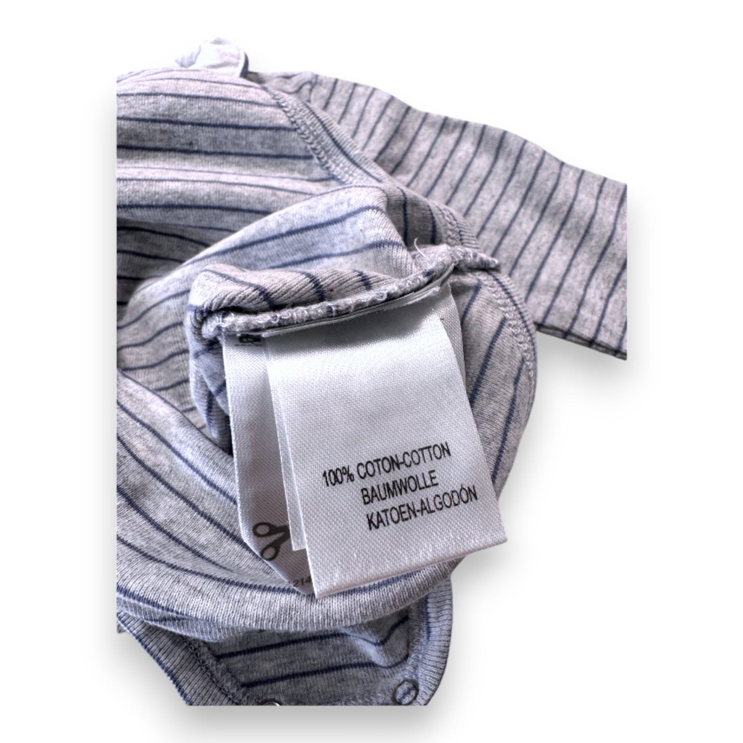 CYRILLUS - Grau-blau gestreifter Body mit langen Ärmeln - 6 Monate