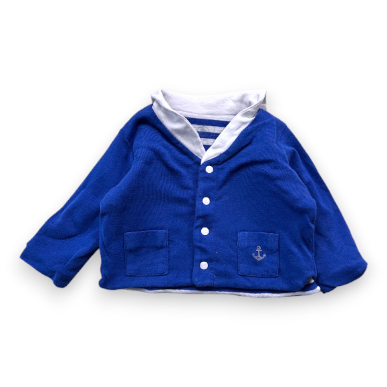 PETIT BATEAU - Wendbares blaues Unterhemd - 1 Monat