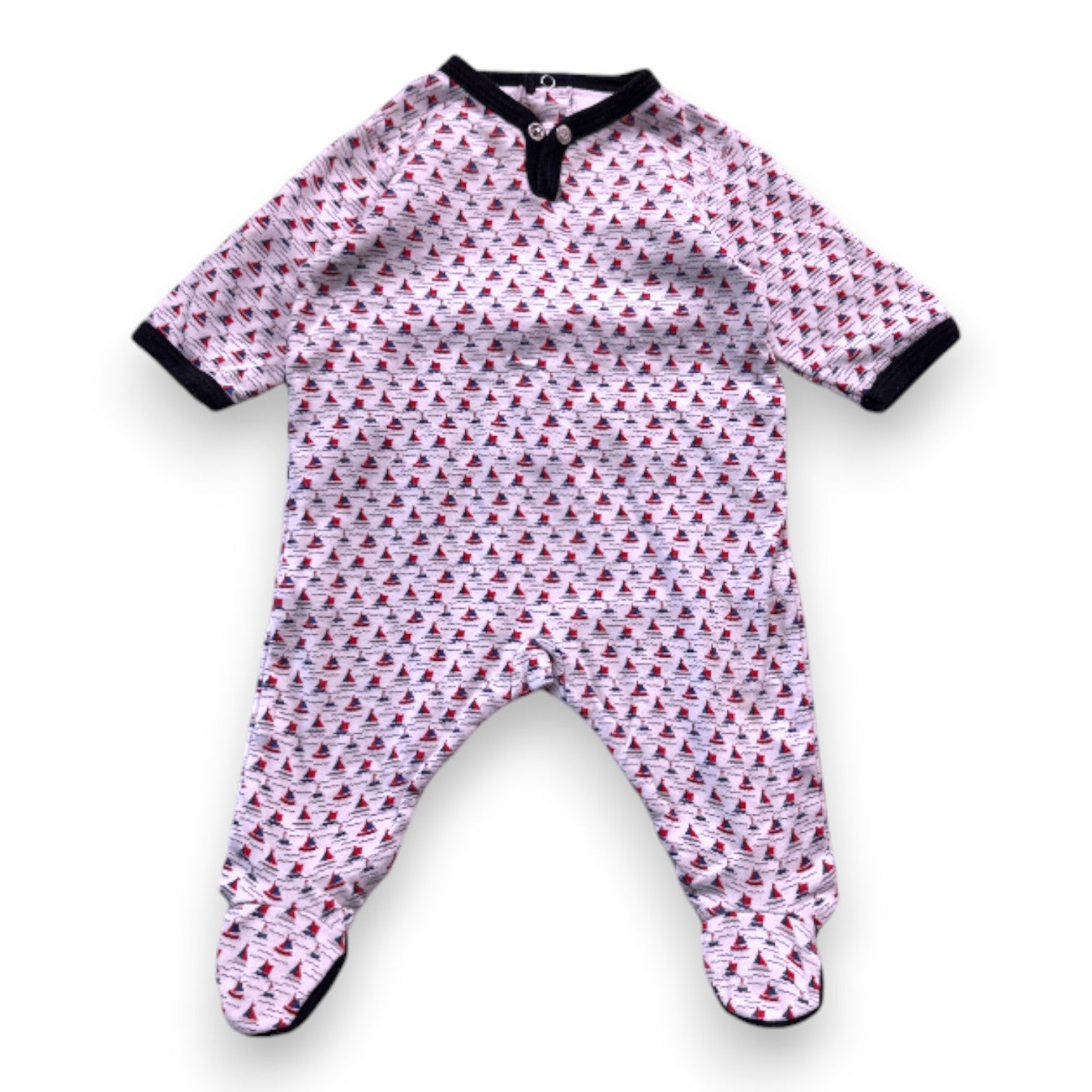 PETIT BATEAU - Weißer Pyjama mit Aufdrucken - 1 Monat