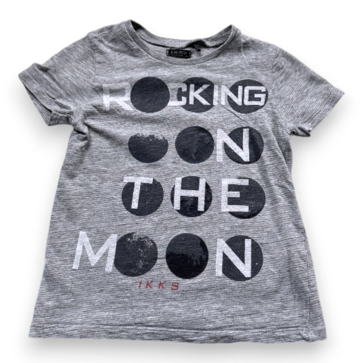 IKKS - Graues Kurzarm-T-Shirt mit Aufdrucken - 4 Jahre