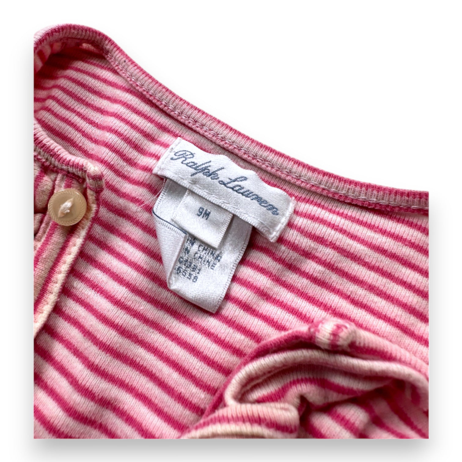 RALPH LAUREN - Pink and white striped jumpsuit - 9 months