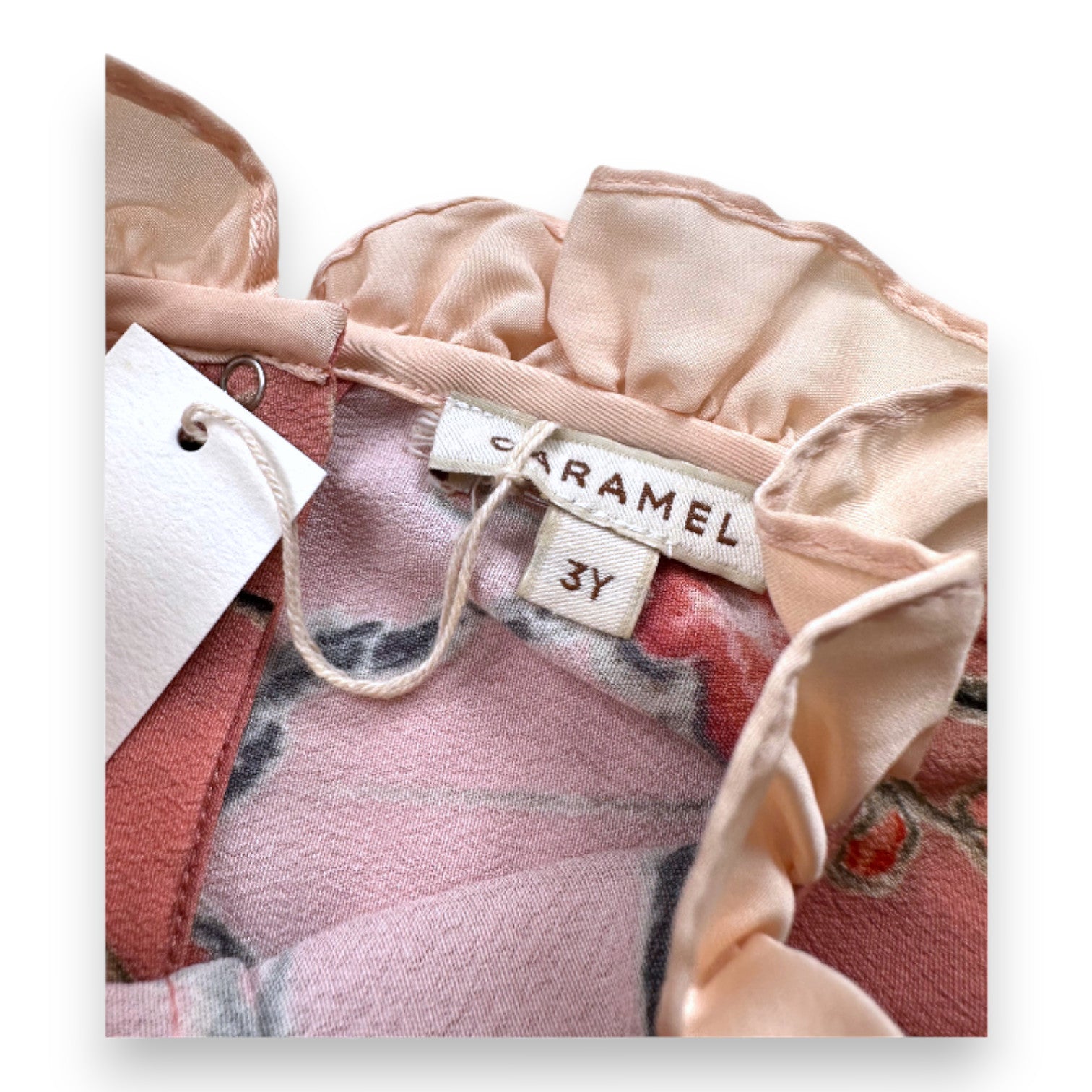 CARAMEL - Robe rose à fleurs neuve - 3 ans