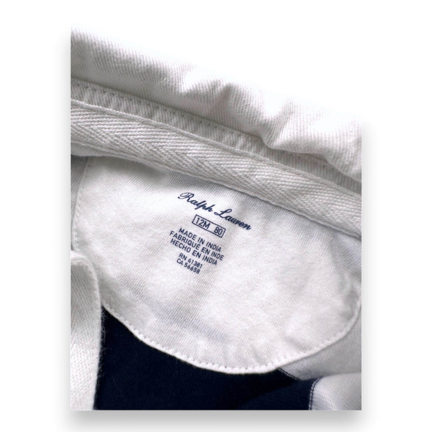 RALPH LAUREN - Combinaison bleue et blanche à rayures - 12 mois