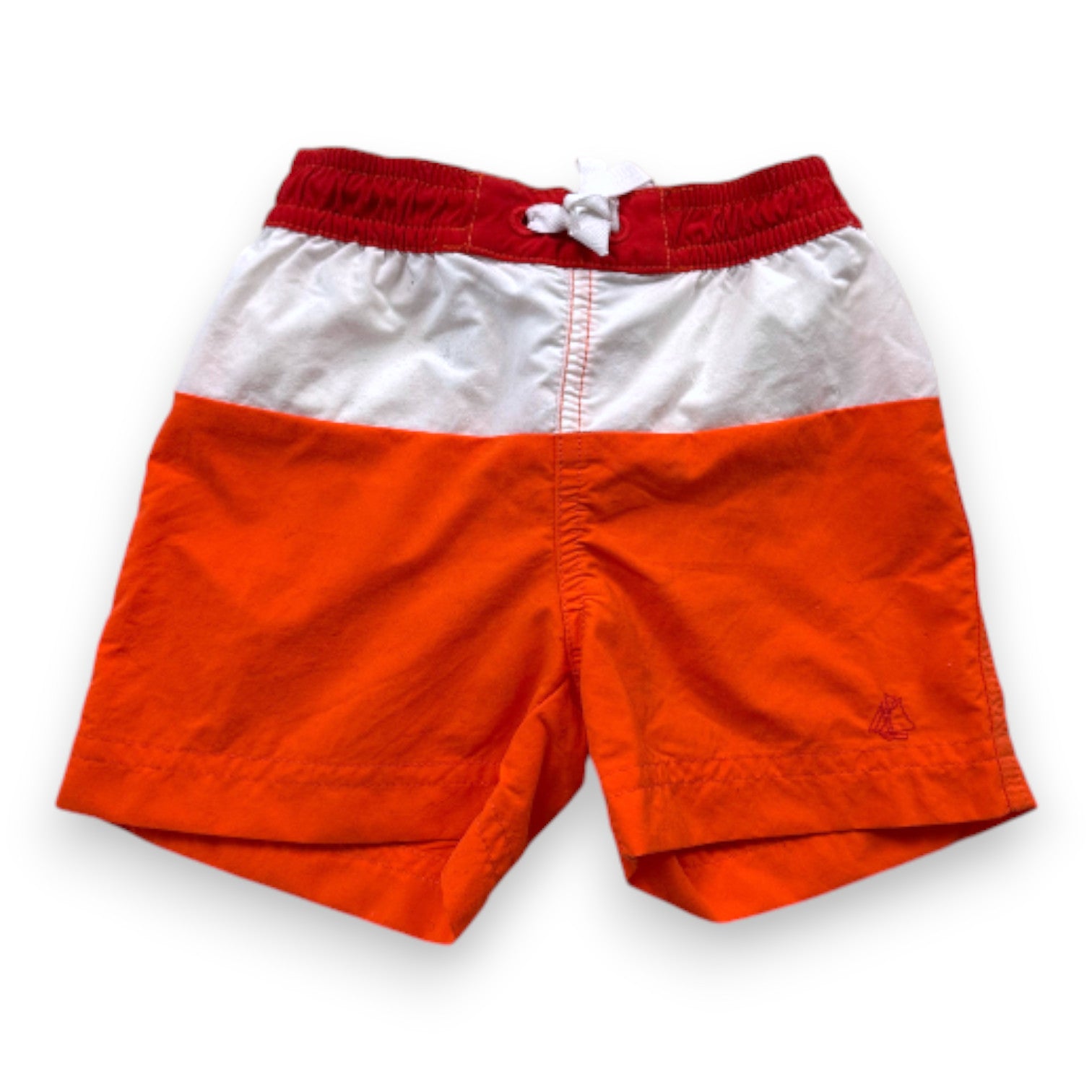 PETIT BATEAU - Orange and red swim shorts - 12 months