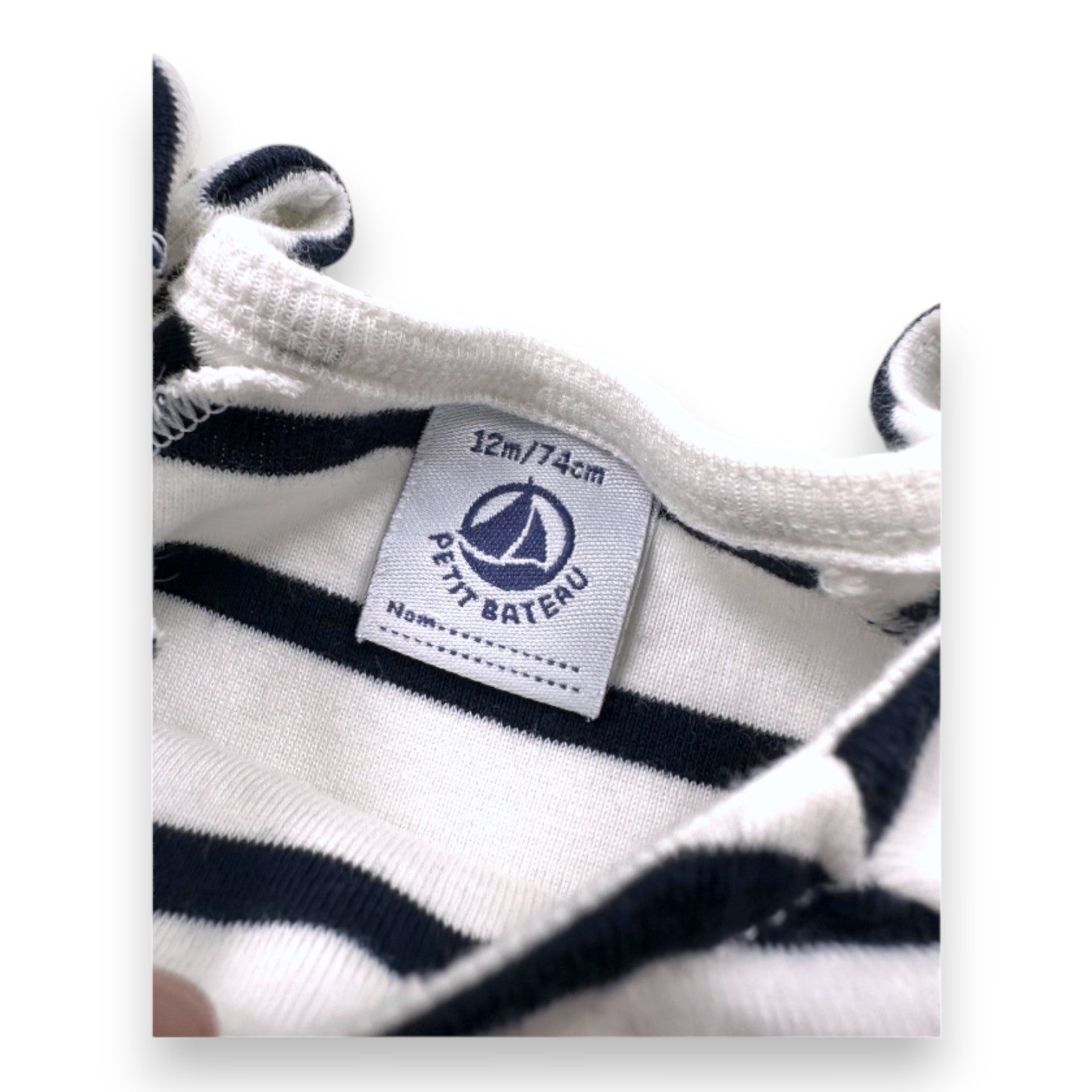 PETIT BATEAU - Blau-weiß gestreiftes Kleid - 12 Monate