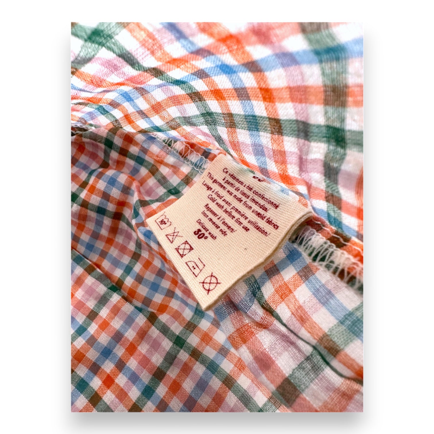 LES MARSIENS - Chemise Verte orange et bleue à carreayx à manches longues - 8 ans