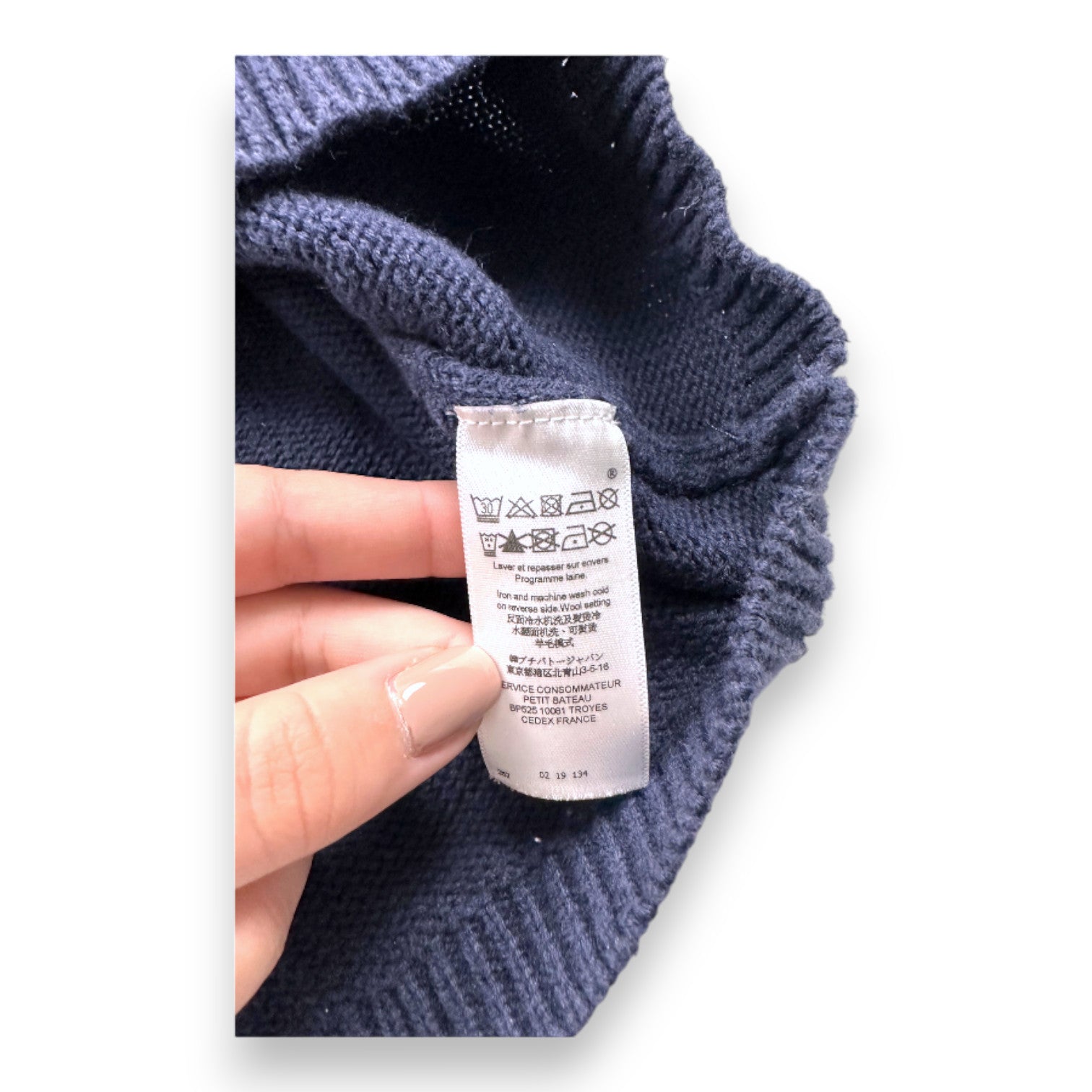 PETIT BATEAU - Marineblauer Wollpullover mit Aufdruck - 6 Jahre