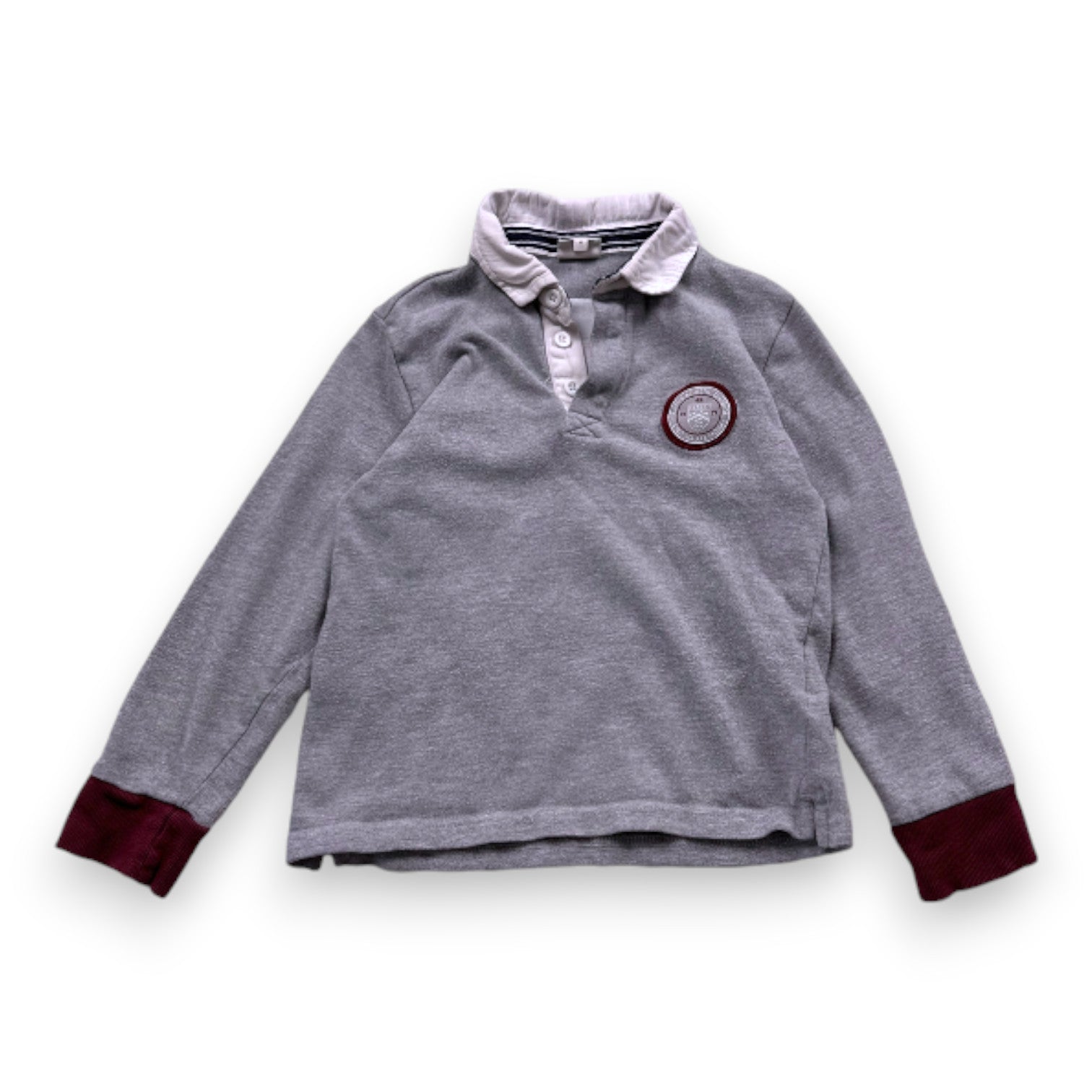 CYRILLUS - Polo gris à manches longues - 6 ans
