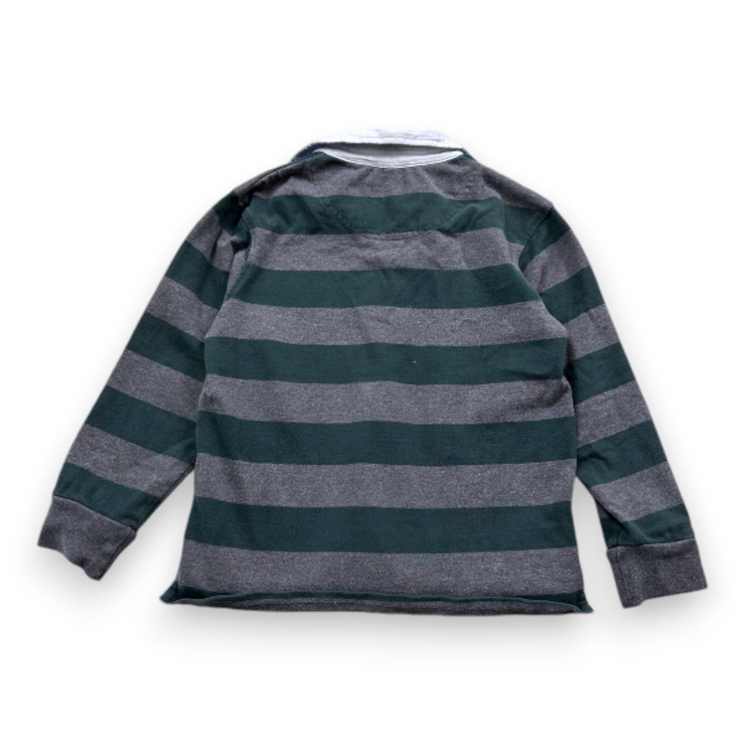 CYRILLUS - Polo gris et vert à rayures à manches longues - 6 ans