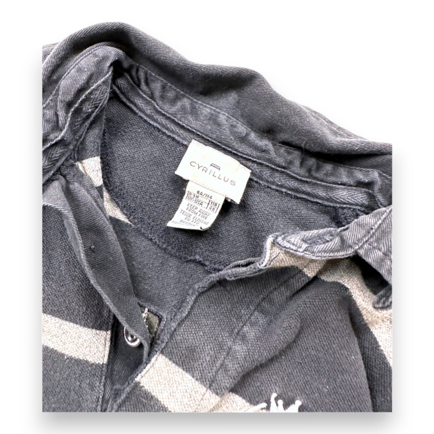 CYRILLUS - Grau-blau gestreiftes Langarm-Poloshirt - 6 Jahre