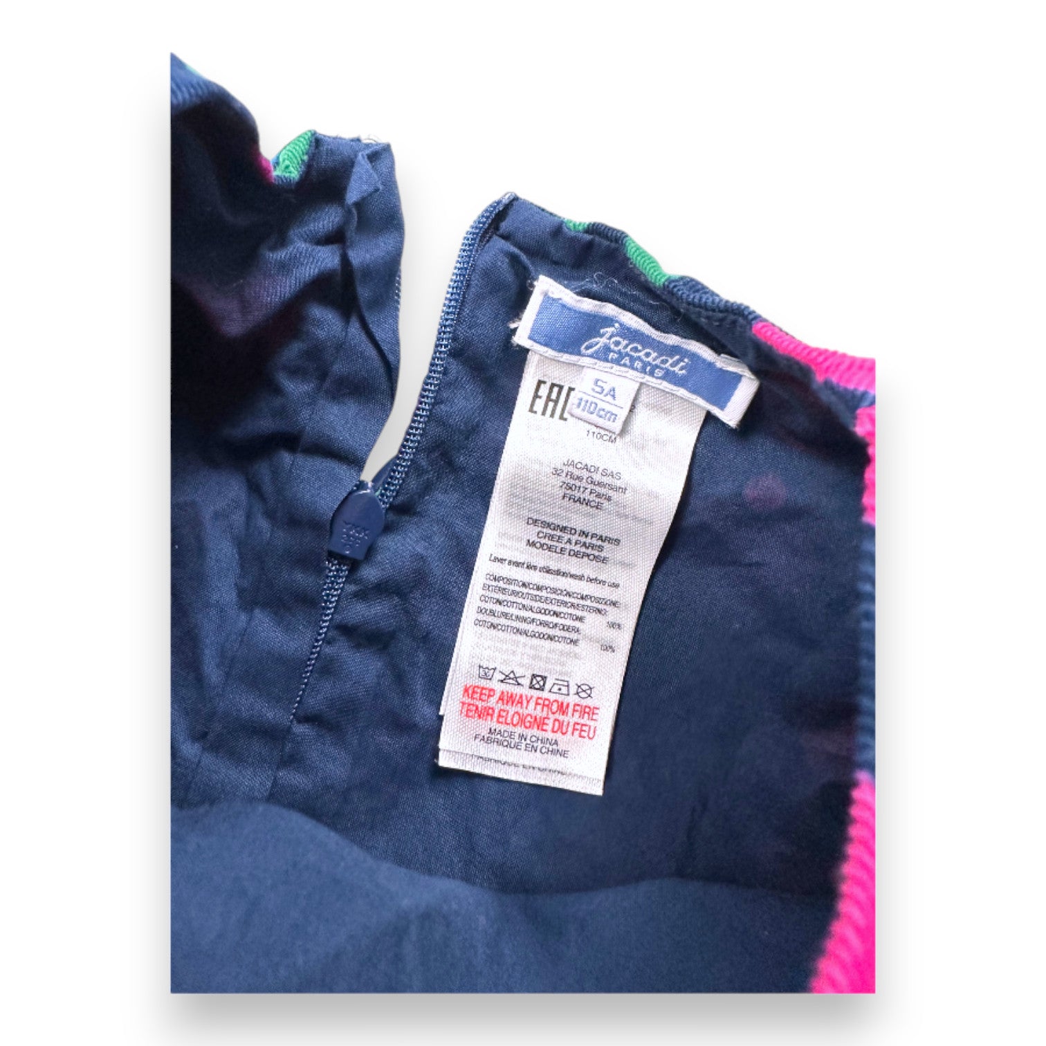 JACADI - Robe noire en velours à coeurs - 5 ans