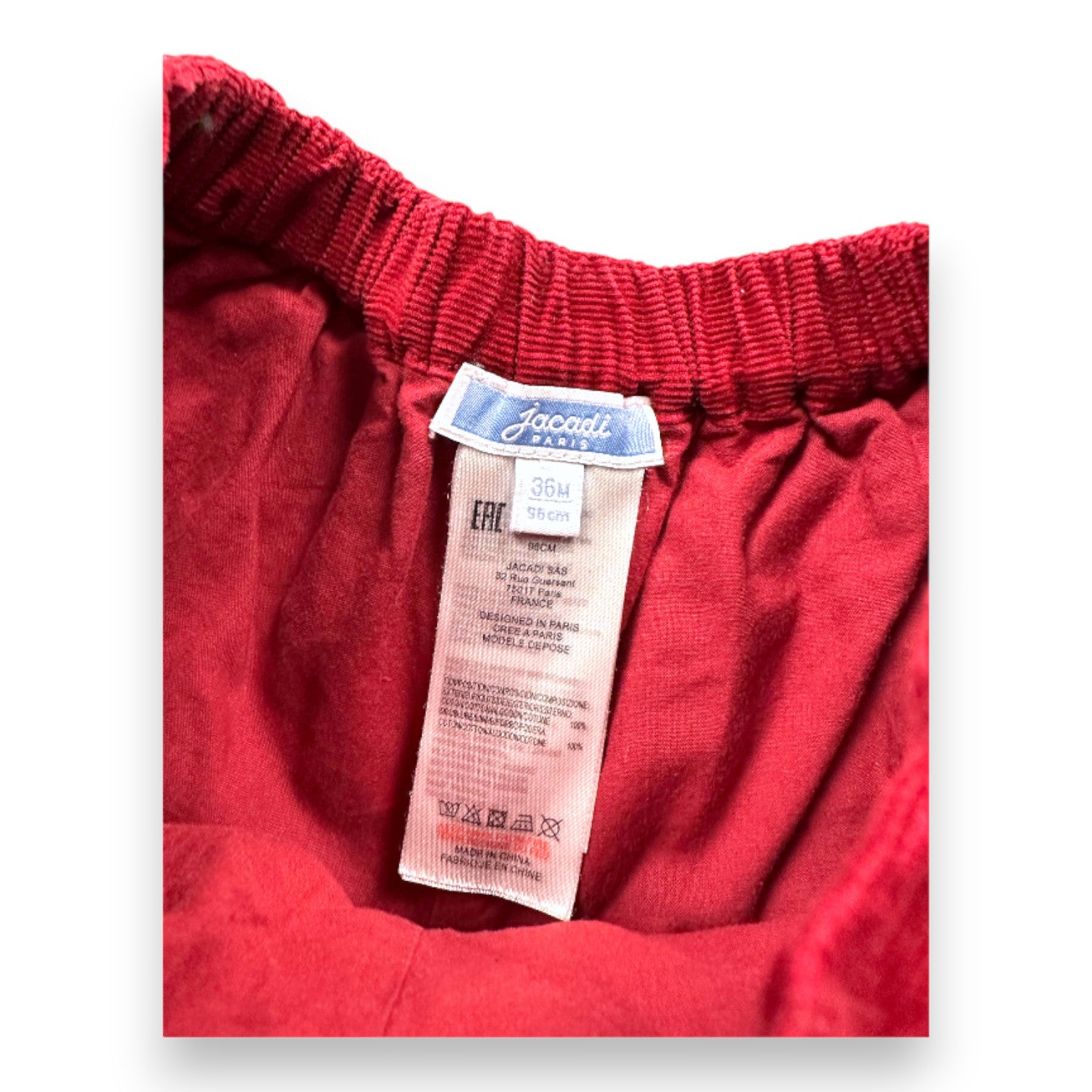 JACADI - Red velvet shorts - 3 years
