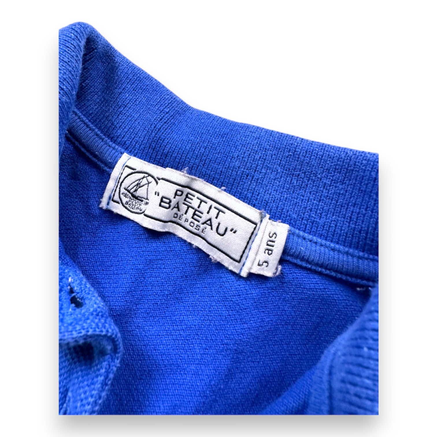 PETIT BATEAU - Blaues Polokleid mit kurzen Ärmeln - 5 Jahre