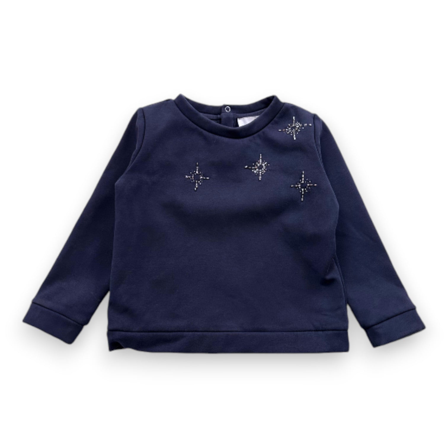 JACADI - Sweat bleu marine avec perles brodées - 6 ans