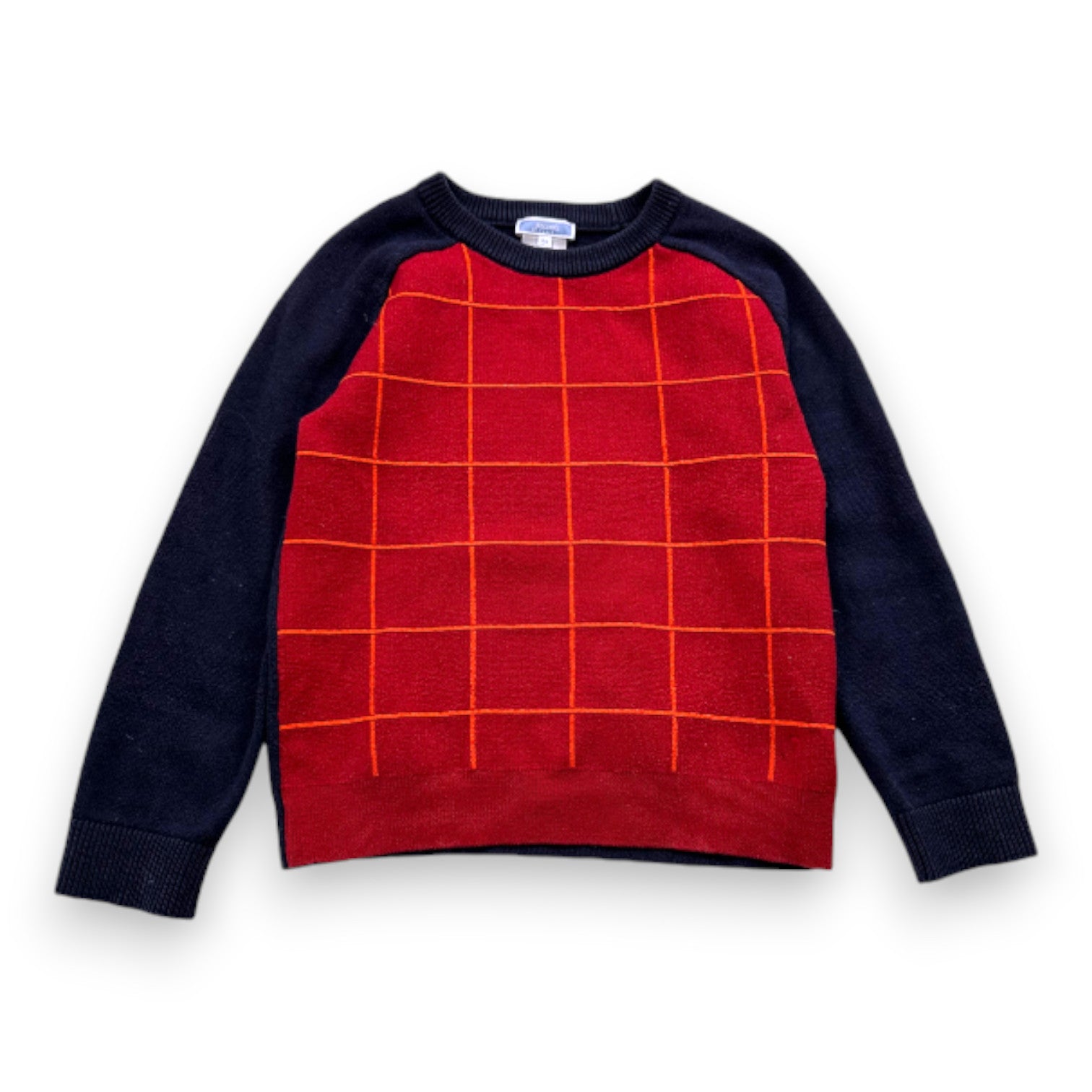 JACADI - Pull en laine bleu et rouge - 8 ans