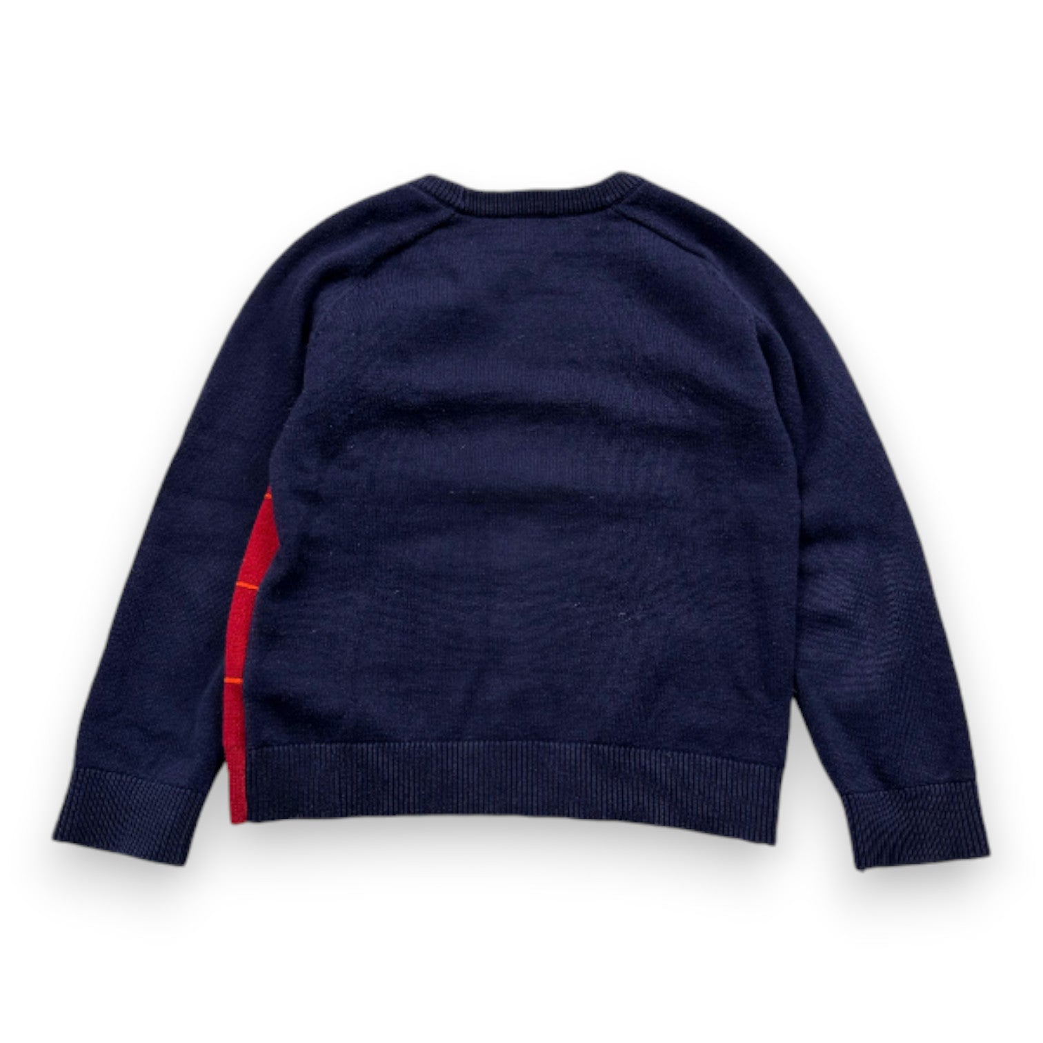 JACADI - Pull en laine bleu et rouge - 8 ans