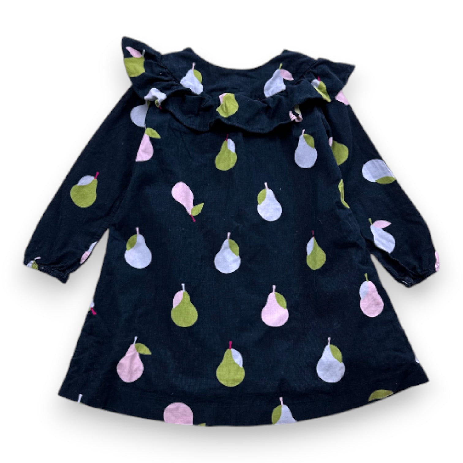 JACADI - Robe en velours bleu marine avec imprimés - 5 ans