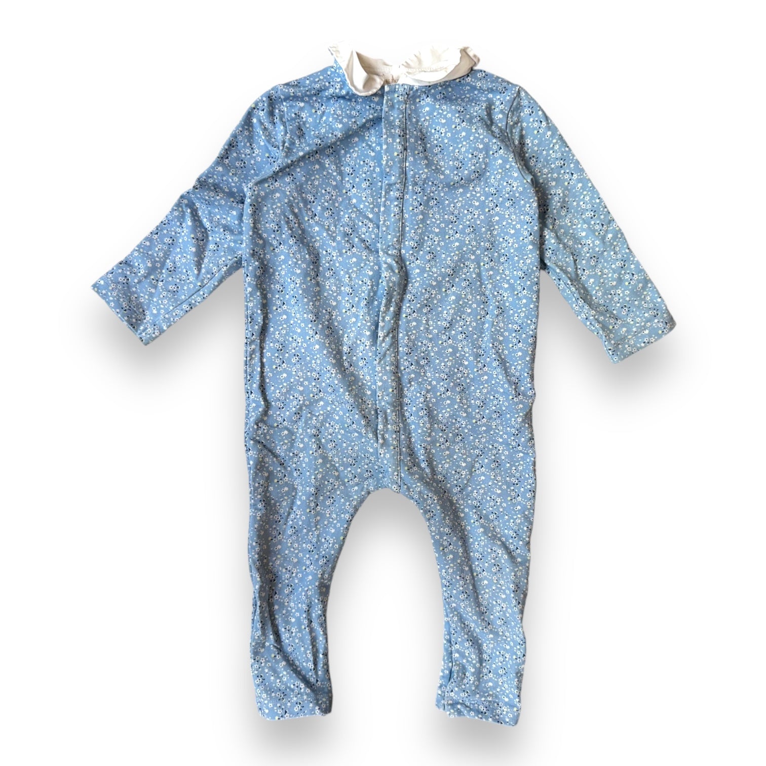 LES ENFANTINES - Blauer Jumpsuit mit Blumenmuster - 18 Monate