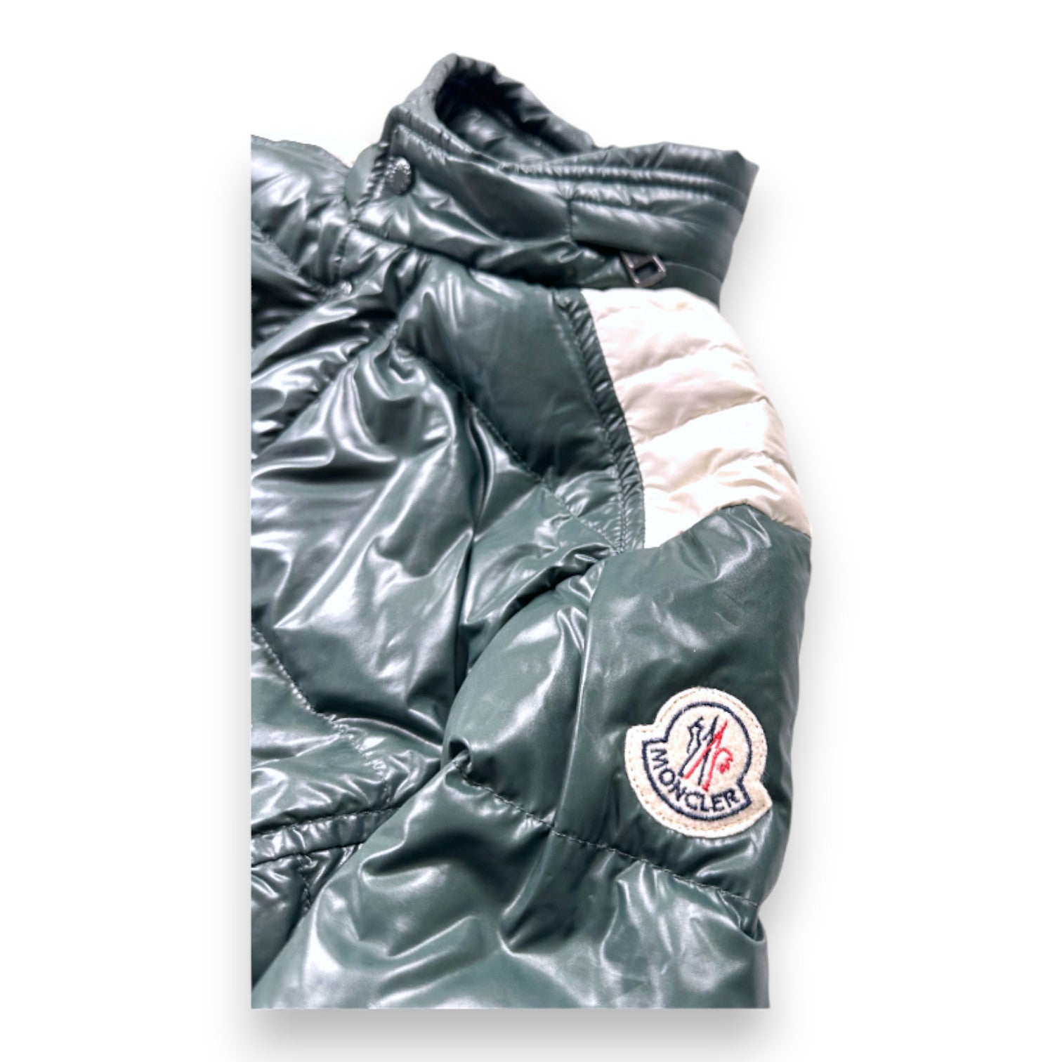 MONCLER - Doudoune verte et blanche - 10 ans