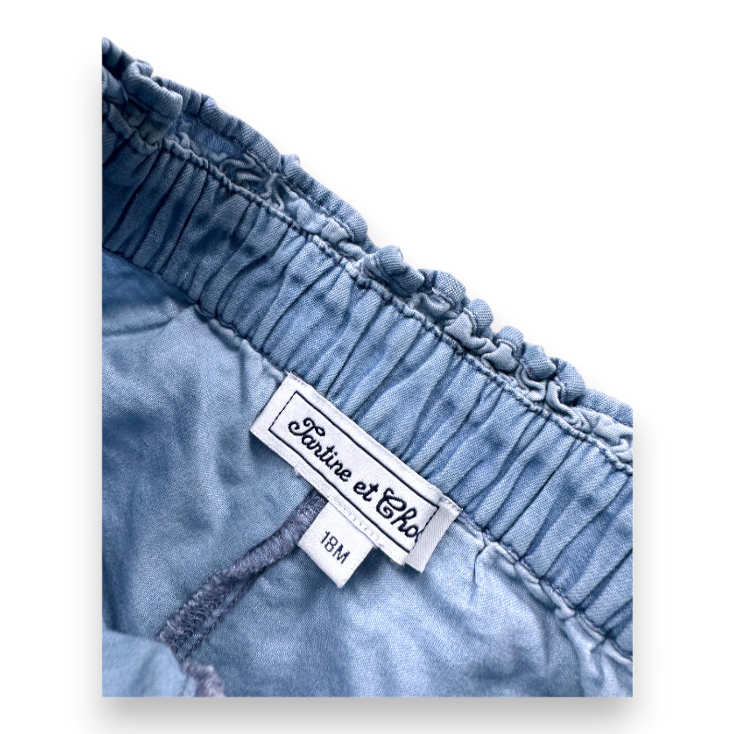 TARTINE & CHOCOLAT - Blaue Shorts mit weißer Stickerei - 18 Monate