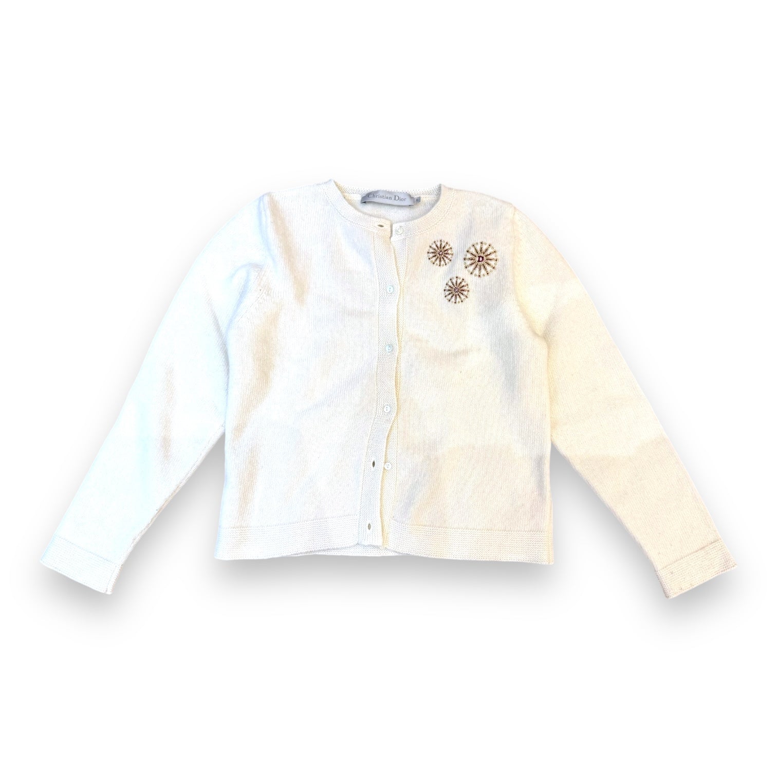 DIOR - White embroidered wool cardigan - 8 years