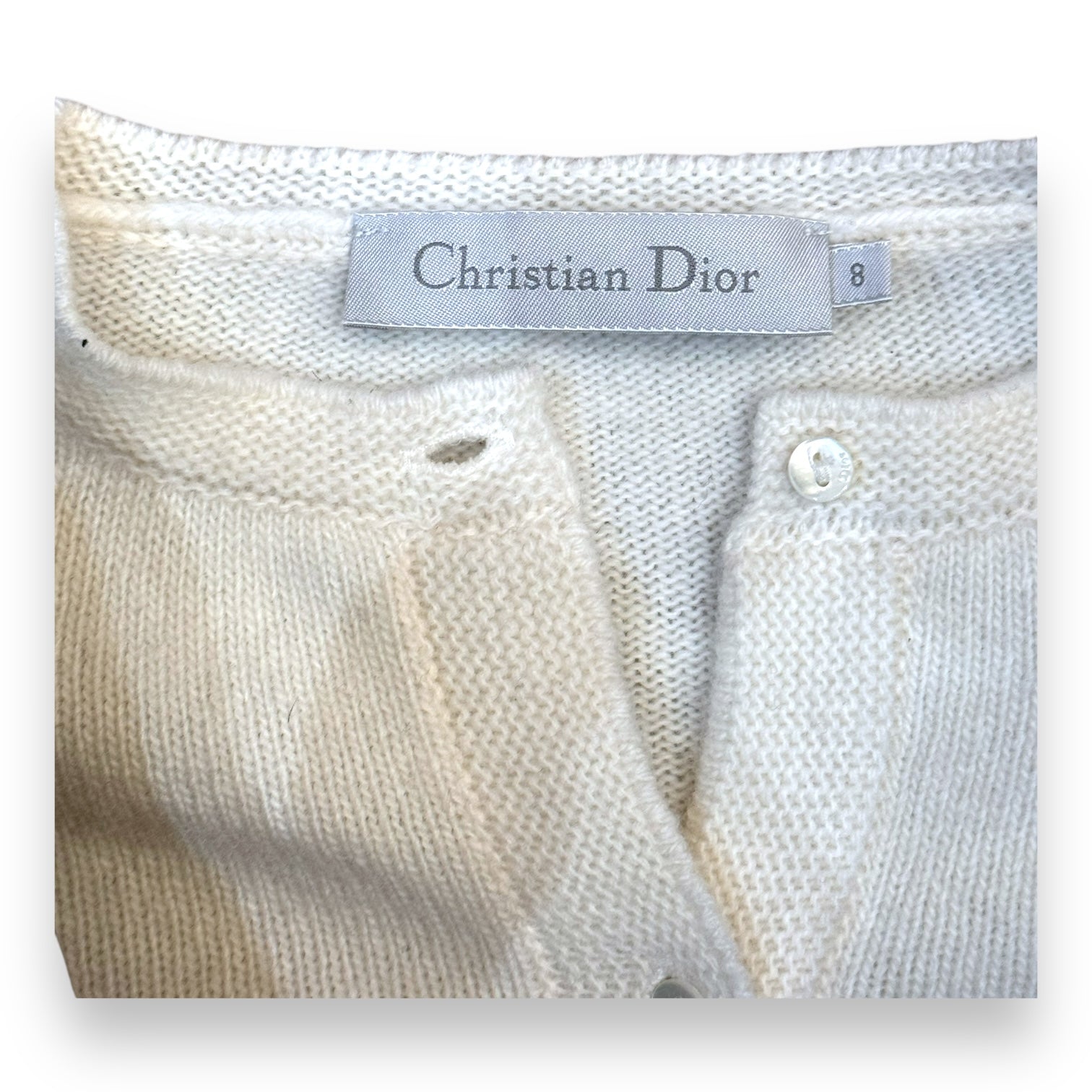 DIOR - White embroidered wool cardigan - 8 years